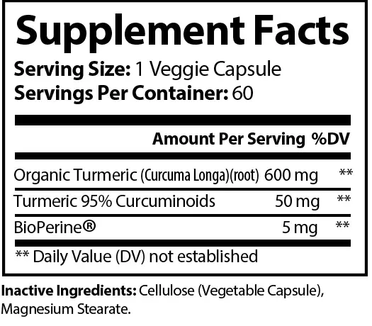 Turmeric supplement facts